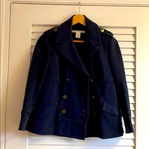 DVF navy cotton blazer flared bottom size 8